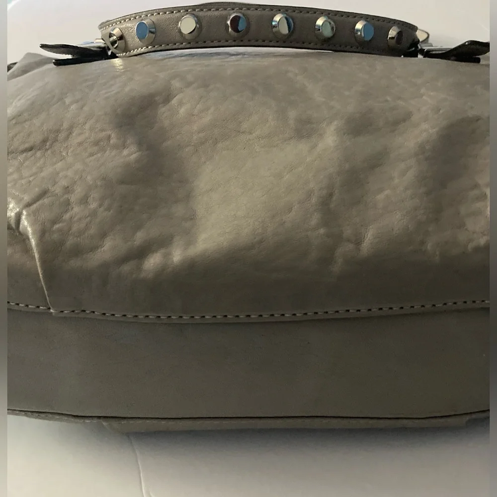 Michael Kors Gray leather bag with studded handles and Shoulder strap
